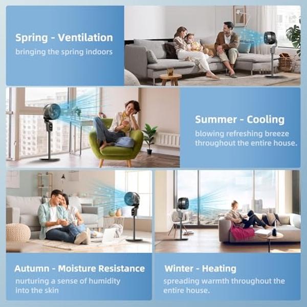 Floor Fan for Bedroom, Oscillating Fans with 12H Timer, 36-50db Floor Fans for Home Bedroom, Standing Fan Oscillating with 3 Speeds, Touch+Remote Control, 70°+90° Quiet Oscillating