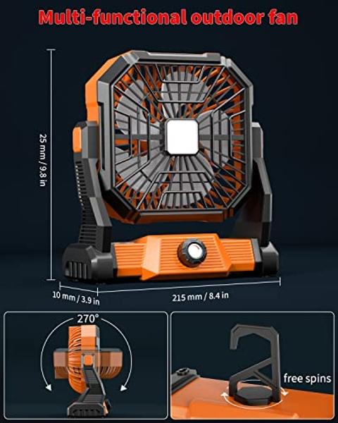 Portable Fan Rechargeable, Cordless Battery Powered Fan with LED Lantern, Small Table Fan, USB Battery Operated Fans for Travel Bedroom Home Camping Tent Office Beach Desk Picnic B