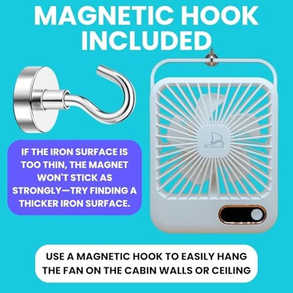 Nordmoose Travel Fan for Sleeping - Up To 16 Hours Battery Life - Small Desk Fan Cruise Ship Approved - Folding & Portable, Plug-In And Battery Powered