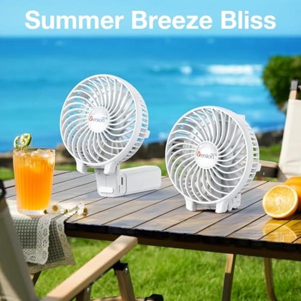 VersionTECH. Portable Handheld Fan, Powerful+Durable+4000mAh+180° Foldable, Mini Table Fans with USB Rechargeable Battery Operated Cooling Accessories for Personal Use, Travel, Off
