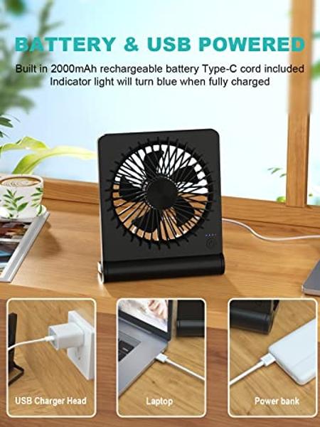 VENTY Portable Fan - Wireless Battery Operated Fan - 4 Speeds - LED Lighting - Carry Case & Remote Control - Cruise Travel - Outdoor Travel RV Power Bank With USB-C Port (Blue with