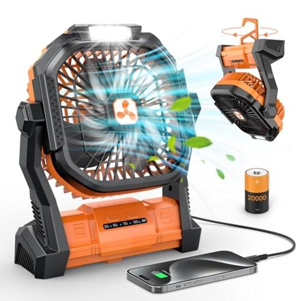 Portable Fan Rechargeable, Cordless Battery Powered Fan with LED Lantern, Small Table Fan, USB Battery Operated Fans for Travel Bedroom Home Camping Tent Office Beach Desk Picnic B
