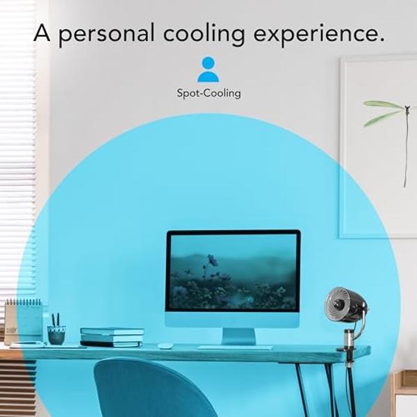 Vornado Pivot Clip Personal Air Circulator Fan with Multi-Surface Clip, Quiet Portable Fan for Office or Bedroom, 3 Speeds, Black