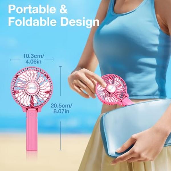 Aluan Handheld Mini Fan Powerful Small Personal Portable Speed Adjustable USB Rechargeable Eyelash Fan for Kids Girls Boys Woman Man Home Office Outdoor Travel