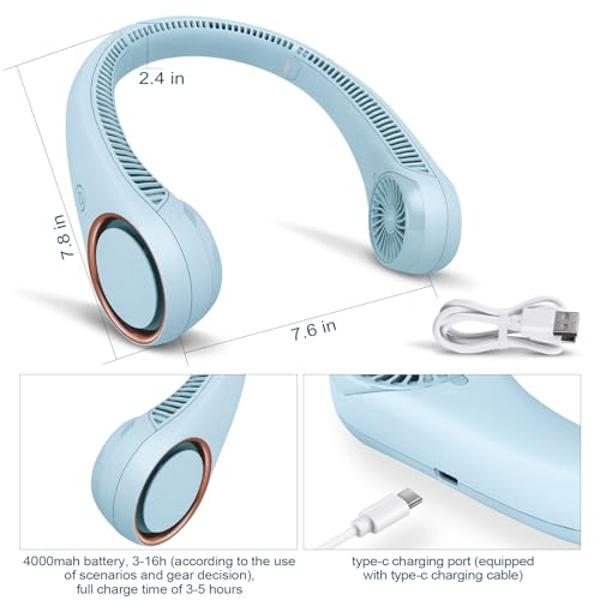 VENTY Portable Fan - Wireless Battery Operated Fan - 4 Speeds - LED Lighting - Carry Case & Remote Control - Cruise Travel - Outdoor Travel RV Power Bank With USB-C Port (Blue with