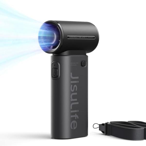 JISULIFE Portable Handheld Fan Life9, Turbo Power High Speed Air [18H Max Cooling Time], 5 Gear Wind, 5000mAh Rechargeable, Mini Pocket Design, Personal Fan for Travel Concerts Cru