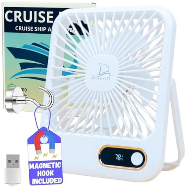 Nordmoose Travel Fan for Sleeping - Up To 16 Hours Battery Life - Small Desk Fan Cruise Ship Approved - Folding & Portable, Plug-In And Battery Powered