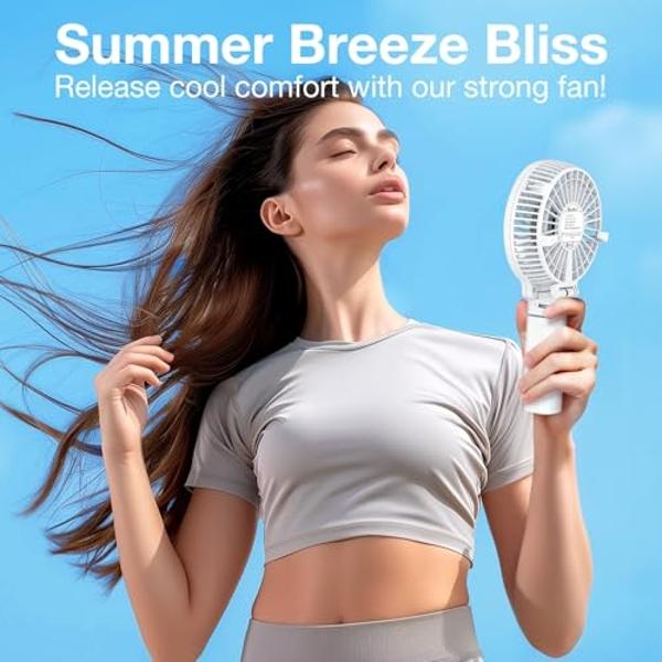 VersionTECH. Portable Handheld Fan, Powerful+Durable+4000mAh+180° Foldable, Mini Table Fans with USB Rechargeable Battery Operated Cooling Accessories for Personal Use, Travel, Off
