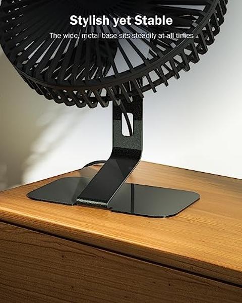 SLENPET 6 inch USB Desk Fan, 4 Speeds, Ultra-quiet, 90° Adjustment for Better Cooling, Portable Mini Powerful Desktop Table Fan, Small Personal Fan for Home Office, Metal Base, Bla