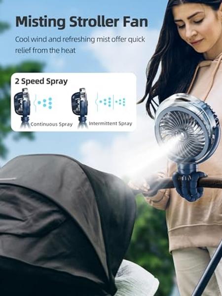 HandFan 4000mAh Misting Fan with Portable Charger, 50ml Water Tank, Rechargeable Handheld Personal Mister Fan, Spray Water Mist Fans, Foldable Electric Hand Fans for Beach Travel O