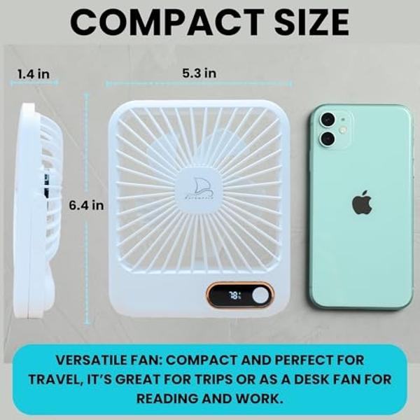 Nordmoose Travel Fan for Sleeping - Up To 16 Hours Battery Life - Small Desk Fan Cruise Ship Approved - Folding & Portable, Plug-In And Battery Powered