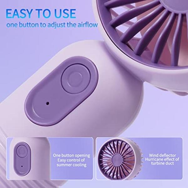 Mini Portable Fan 3 Pack, Cute Handheld Battery Operated Lightweight Small Personal Fan with 3 Speeds and USB Rechargeable Eyelash Fans for Stylish Girl Kids Women Men Office Outdo