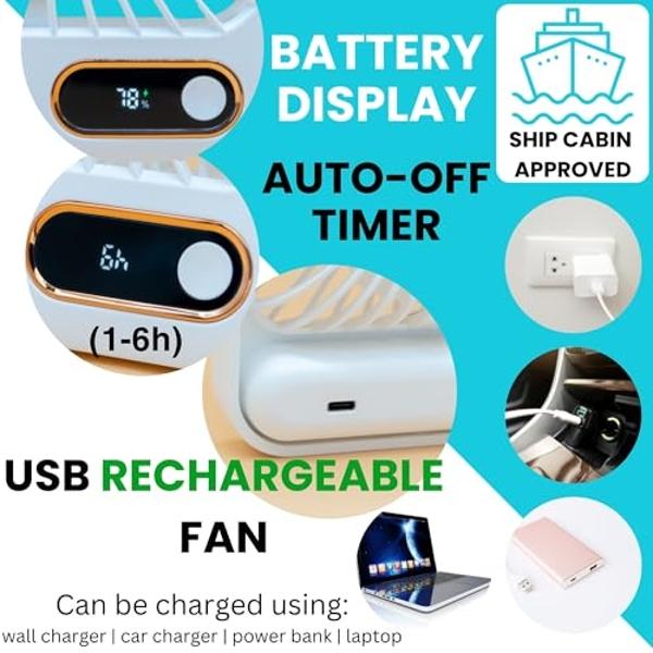 Nordmoose Travel Fan for Sleeping - Up To 16 Hours Battery Life - Small Desk Fan Cruise Ship Approved - Folding & Portable, Plug-In And Battery Powered