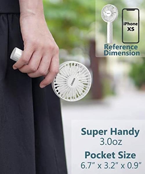 JISULIFE Portable Handheld Fan Life9, Turbo Power High Speed Air [18H Max Cooling Time], 5 Gear Wind, 5000mAh Rechargeable, Mini Pocket Design, Personal Fan for Travel Concerts Cru