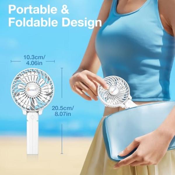 VersionTECH. Portable Handheld Fan, Powerful+Durable+4000mAh+180° Foldable, Mini Table Fans with USB Rechargeable Battery Operated Cooling Accessories for Personal Use, Travel, Off