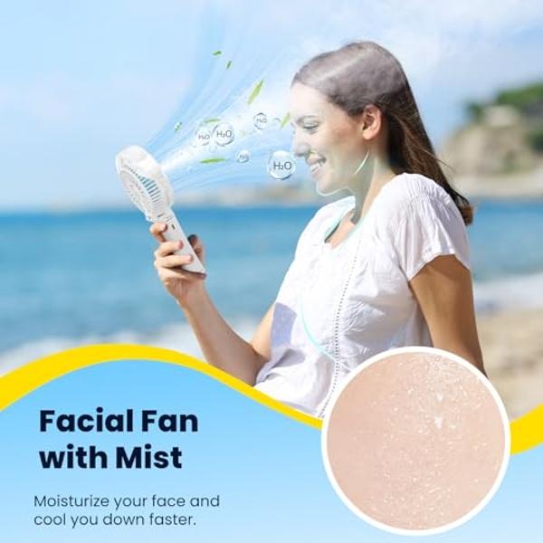 HandFan Upgraded Portable Misting Fan, Handheld Mister Fan, USB Rechargeable Personal Mist Fans, Battery Operated Spray Water Fans, Mini Electric Cooling Hand Fans for BeachTravel 