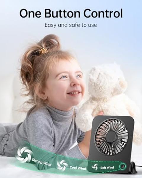Kids Neck Fan, Portable Bladeless Fans for Kid 4-14Y Girls & Boys, 2600mAh USB Personal Mini Cooling Fan for Travel/Camping/Study, 4 Speeds, Lightweight, Compact, Perfect Summer Gi