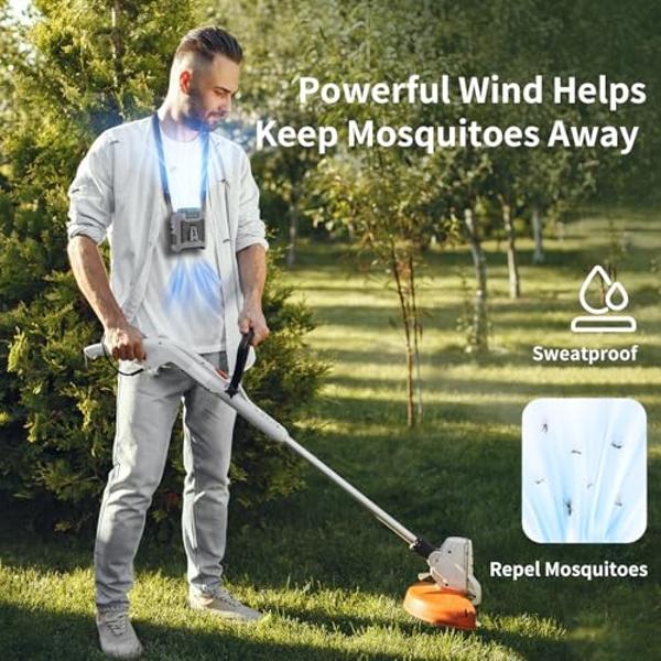 Socool 10000mAh Portable Waist Fan Clip on Wearable Belt Personal Fan Rechargeable Battery operated With 5 Speeds & Flashlight Neck Hands-Free 40H Cooling For Outdoor Camping Trave