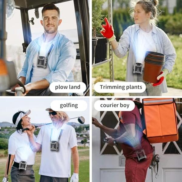 Socool 10000mAh Portable Waist Fan Clip on Wearable Belt Personal Fan Rechargeable Battery operated With 5 Speeds & Flashlight Neck Hands-Free 40H Cooling For Outdoor Camping Trave