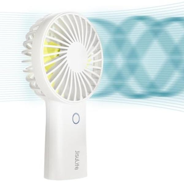 JISULIFE Handheld Fan with 20 Hours of Cooling, 6000mAh Battery, USB Rechargeable Portable Fan for Travel, Makeup, Concerts & Commute – Stay Cool Everywhere (White)