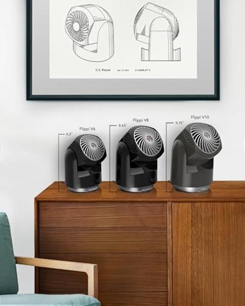 Vornado Flippi V6 Compact Air Circulator Fan, Quiet Portable Travel Fan for Desk or Bedroom, Adjustable Head, 2 Speeds, Midnight