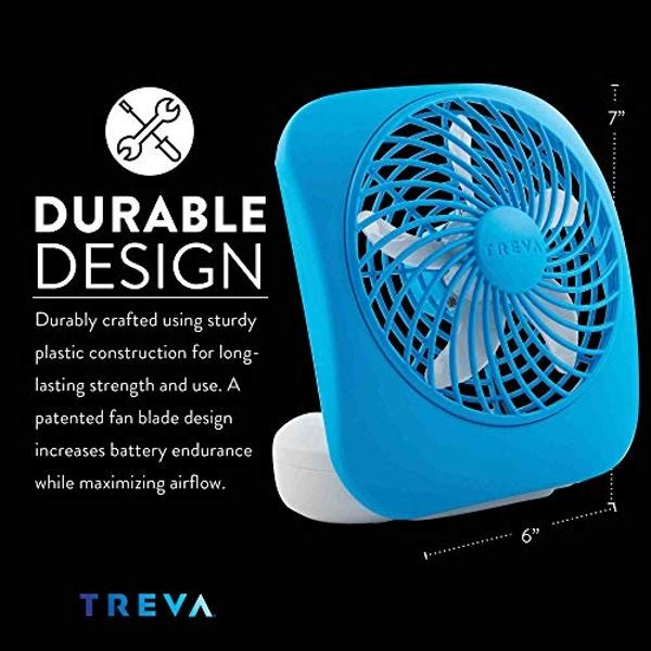 O2COOL Treva 5 Inch Battery Powered Fan Portable Desk Fan 2 Cooling Speeds with Compact Folding & Tilt Design Cubicle Accessories Small Portable (Blue)