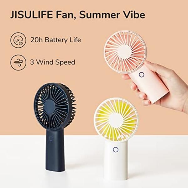 JISULIFE Handheld Fan with 20 Hours of Cooling, 6000mAh Battery, USB Rechargeable Portable Fan for Travel, Makeup, Concerts & Commute – Stay Cool Everywhere (White)
