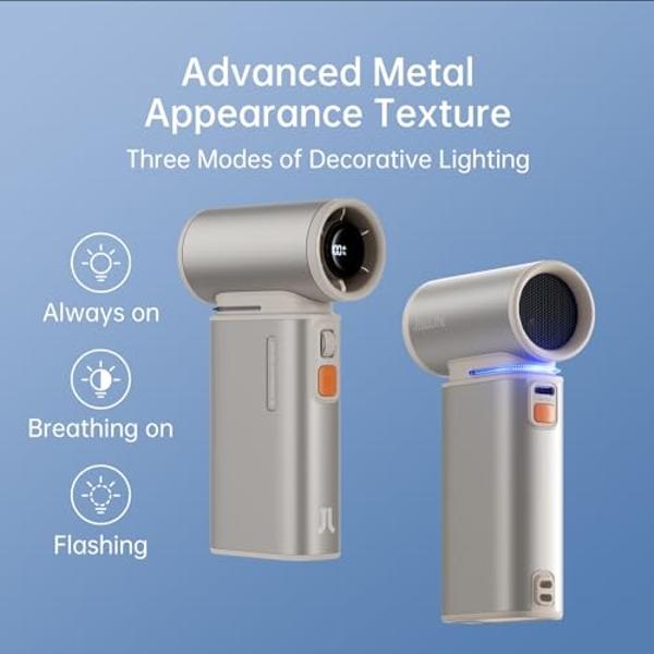 JISULIFE Portable Handheld Turbo Fan, 100 Speeds Adjustable Mini Personal Fan, 9000mAh USB Rechargeable Fan Battery Operated, LED Display, Metal Shell with Accessories Gifts for Me