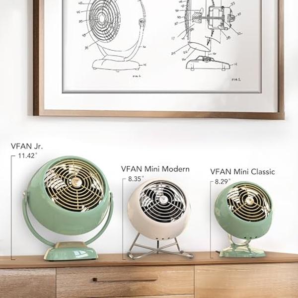 Vornado VFAN Mini Classic Personal Vintage Air Circulator Fan, Vintage White- Classic Base, Small
