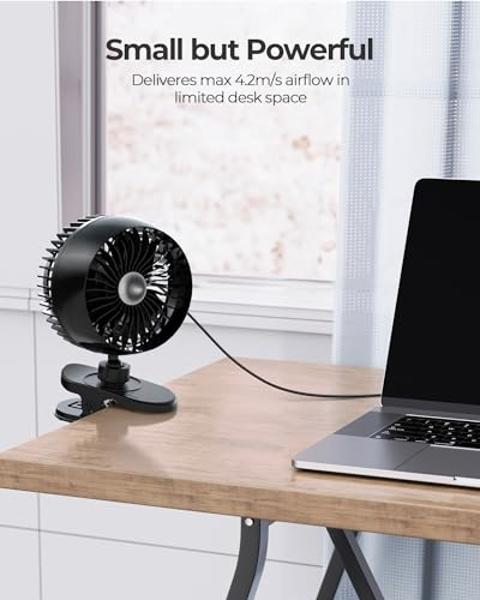 HOLMES 12" Table Fan, 75° Oscillation, 3 Speeds, 15° Adjustable Head Tilt, Ideal for Home, Bedroom or Office, Black