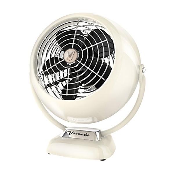 Vornado VFAN Jr. Vintage Fan | Small Metal Retro Air Circulator for Cooling & Décor | 2 Speeds, Adjustable Tilt | Vintage White