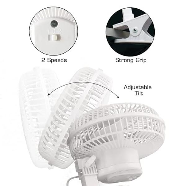 Vornado VFAN Jr. Vintage Fan | Small Metal Retro Air Circulator for Cooling & Décor | 2 Speeds, Adjustable Tilt | Vintage White
