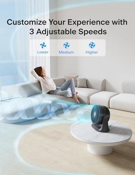 PELONIS 3 Speed Small Room Air Circulator Fan with 7-inch Blade, Table Fan with 100° Adjustable Head Tilt - Desktop Fan for Bedroom,Dorm and Office - Ventilador for Air Conditioner
