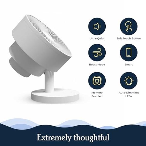 KONSIDEN Desk Fan Bladeless, 11.8 Inch Office Fan Small, Quiet, 3 Speed Adjustment, Touch Control, Easy to Clean, Desk Fans Small Quiet, Ideal for Office, Living Room, Bedroom