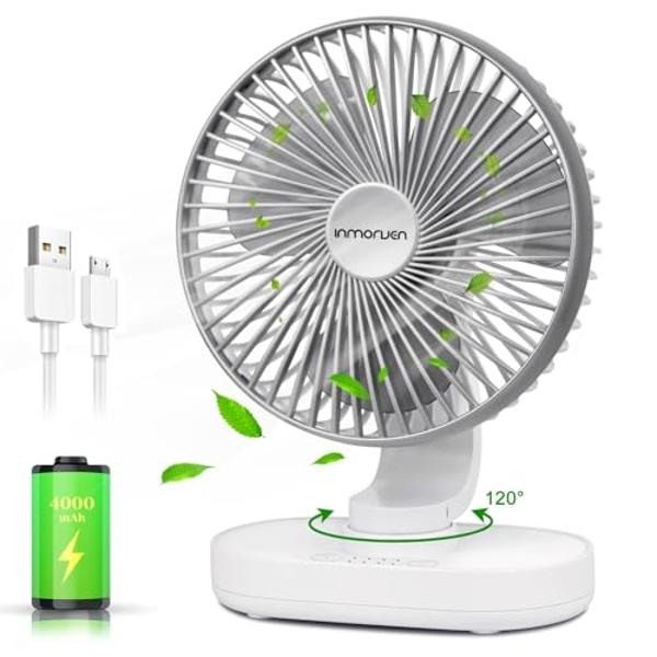 O2COOL Treva 5 Inch Battery Powered Fan Portable Desk Fan 2 Cooling Speeds with Compact Folding & Tilt Design Cubicle Accessories Small Portable (Blue)