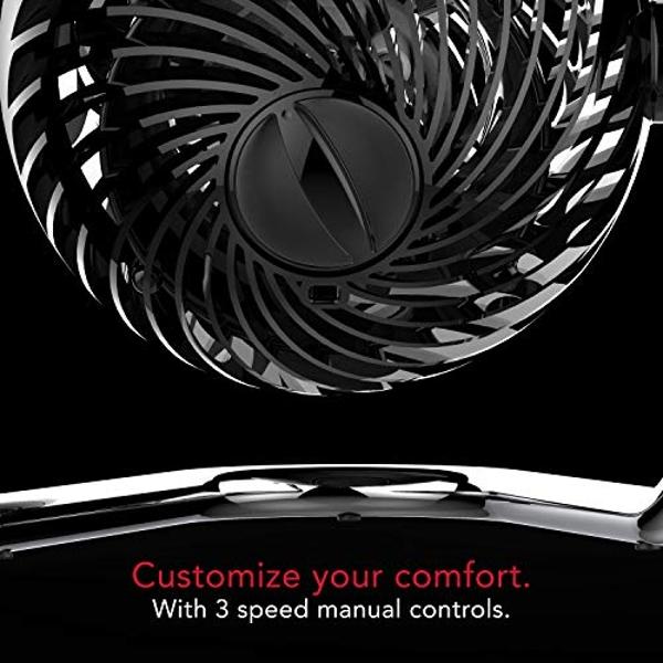 Vornado Pivot3 Compact Air Circulator Fan with Pivoting Axis, 3 Speed Settings, Removable Grill for Cleaning, Perfect for Home, Office, Dorm Use, Black