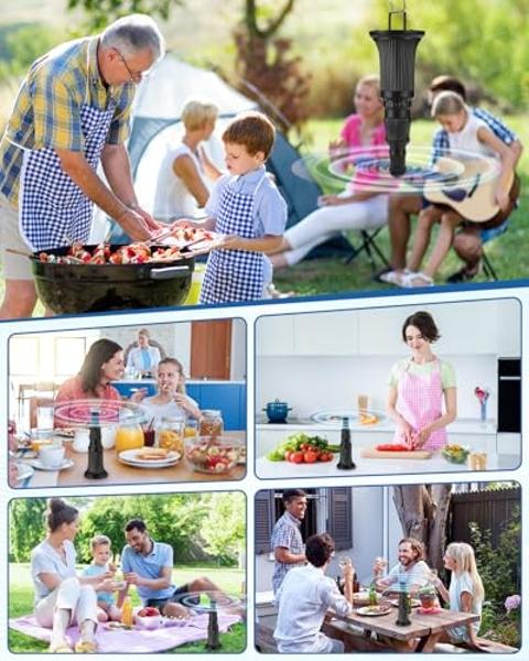 QNIZNOE Fly Fans for Tables, 4 Pack Portable Table Top Food Spinning Fan for Indoor & Outdoor Use with Flexible Quiet Spinner - Perfect for BBQ, Picnic, Patio, Parties