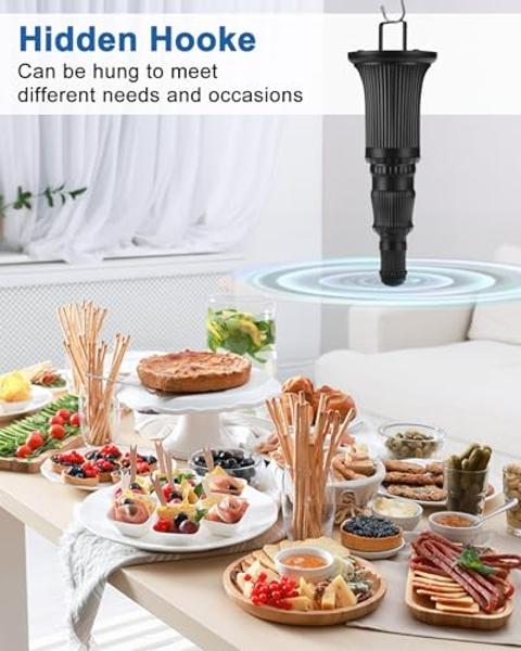 QNIZNOE Fly Fans for Tables, 4 Pack Portable Table Top Food Spinning Fan for Indoor & Outdoor Use with Flexible Quiet Spinner - Perfect for BBQ, Picnic, Patio, Parties