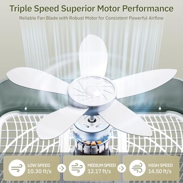 Simple Deluxe 20” Box Fan, 3-Speed Cooling Table Fan with Aerodynamic Shaped Fans Blades, Convenient Carry Handle and Safety Grills, White