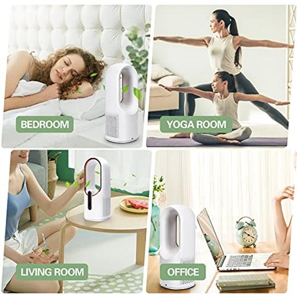 CONBOLA Desk Fan Small Quiet, Battery Operated Portable, Bladeless Desktop Fan with 3 Cooling Speeds, 11.8 Inch Touch Control Personal Fan for Bedroom, Office, Home, Outdoor (White