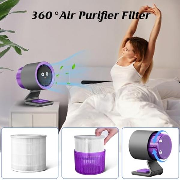 Desk Fan, Small Fan for Bedroom , Portable Fan with Air Purifier,Personal Fan with Four Different Emotions,Desk Fans Small Quiet,4 Speed Adjustment,Cooling Fan for Home, Office, Be