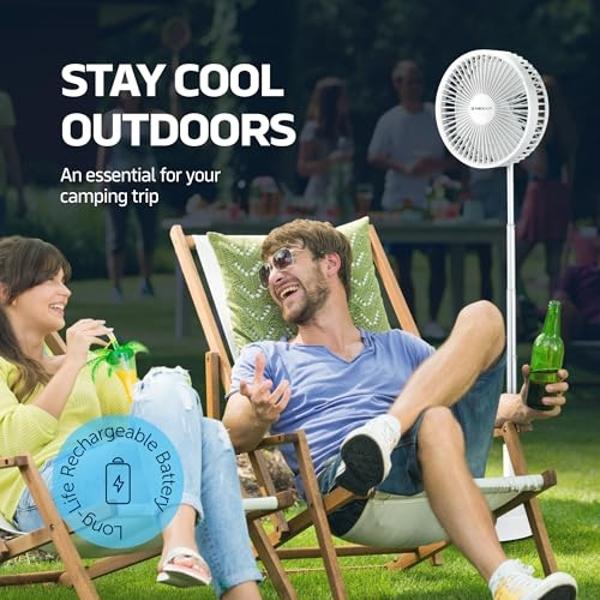 NEXAIR 8" Foldable Fan, Oscillating 4 Speed Portable Fan Adjustable Height 14”–40", Remote Controlled folding Fan with 10,000mAh Rechargeable Battery, Quiet Floor Fan For Bedroom, 