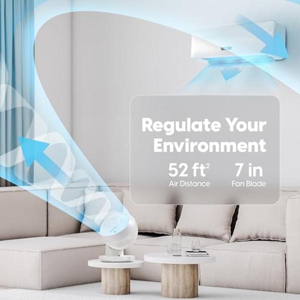 IRIS USA WOOZOO Desk Fan with Remote, 360° Oscillating Table Air Circulator, 3 Speeds, 52ft Max Air Distance, Adjustable Tilt, 13 Inches, Low Noise Motor, Small Fan for Bedroom, Of