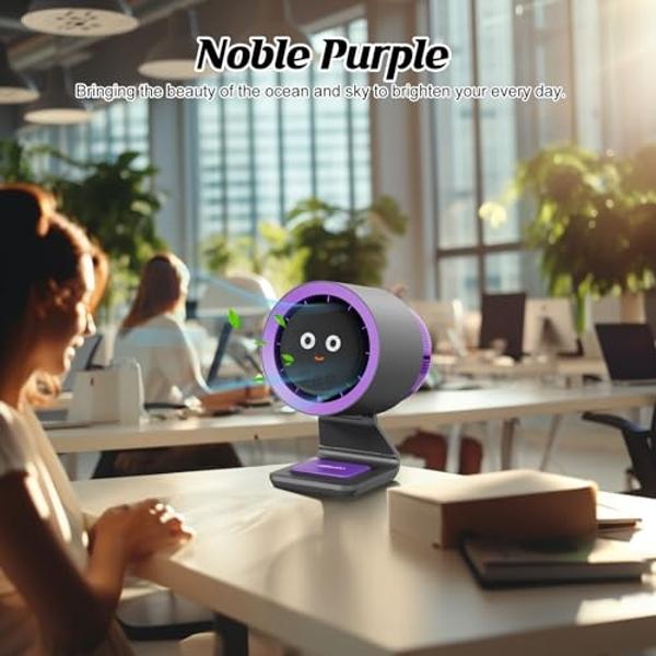 Desk Fan, Small Fan for Bedroom , Portable Fan with Air Purifier,Personal Fan with Four Different Emotions,Desk Fans Small Quiet,4 Speed Adjustment,Cooling Fan for Home, Office, Be