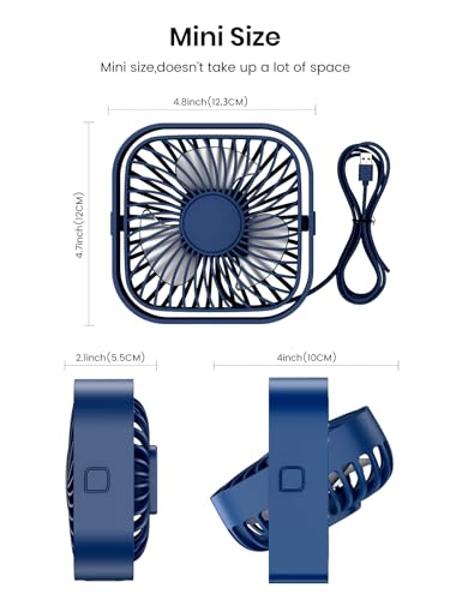 CONBOLA Desk Fan Small Quiet, Battery Operated Portable, Bladeless Desktop Fan with 3 Cooling Speeds, 11.8 Inch Touch Control Personal Fan for Bedroom, Office, Home, Outdoor (White