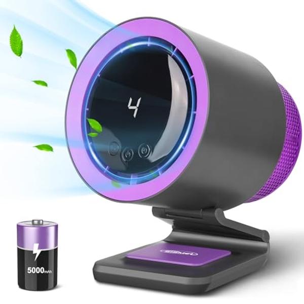 Desk Fan, Small Fan for Bedroom , Portable Fan with Air Purifier,Personal Fan with Four Different Emotions,Desk Fans Small Quiet,4 Speed Adjustment,Cooling Fan for Home, Office, Be