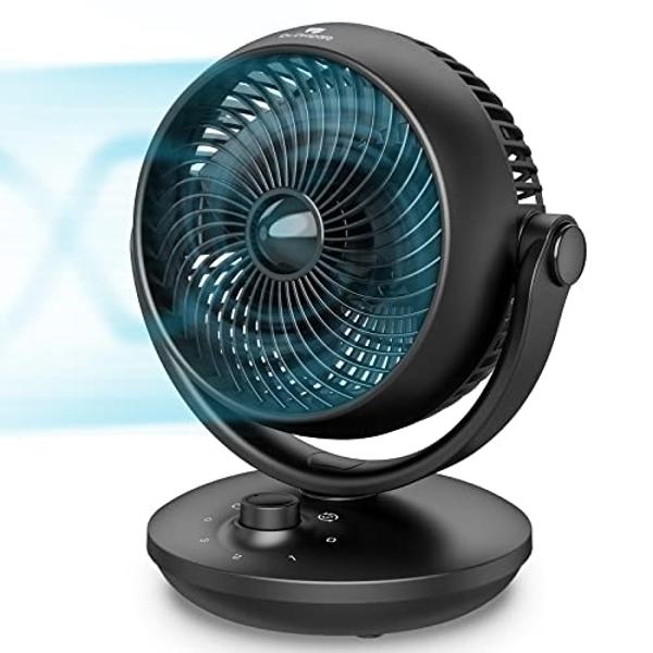 SONBION Small Box Fan, Three Speeds Window Fan 10 Inch DC Desk Fan with Plug-In DC Adapter, Strong Wind, Quiet Operation Work Table Cooling Fan for Home Bedroom Office Desk Outdoor