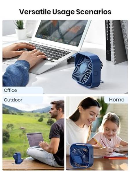 TOPK USB Desk Fan 2Pack Mini Personal Fan Portable, Strong Airflow & Quiet Operation, USB Powered, Three-Speed Wind Small USB Fan for Desk, 360° Rotatable Head for Home Office Tabl