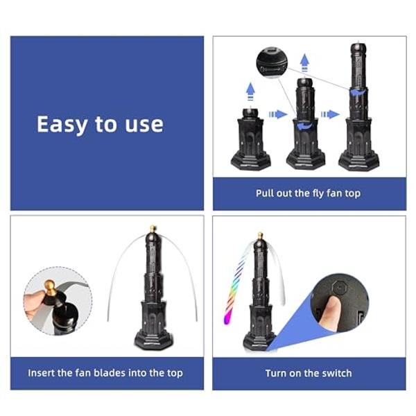 Fly Fans for Tables, 3 Pcs Foldable for Outdoor Tables, Fly Away Bug Repellent Fan Table Top Bug Repellent Fan with Holographic Blades for Outside or Inside Table use Restaurant Pa