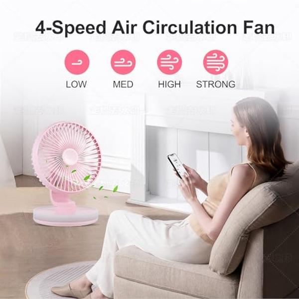 IRIS USA WOOZOO Desk Fan with Remote, 360° Oscillating Table Air Circulator, 3 Speeds, 52ft Max Air Distance, Adjustable Tilt, 13 Inches, Low Noise Motor, Small Fan for Bedroom, Of